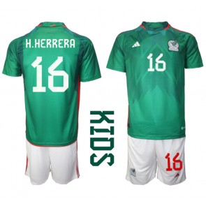 Mexico Hector Herrera #16 Replika Babytøj Hjemmebanesæt Børn VM 2022 Kortærmet (+ Korte bukser)